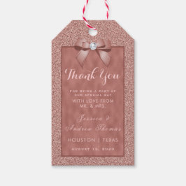 Etiquetas Para Regalos Rosa Gold y elegante Boda Purpurina Gracias