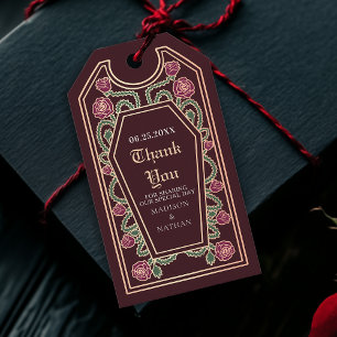 Etiquetas Para Regalos Rosa Gótico Rojo Boda de ataúd Gracias