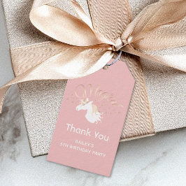 Etiquetas Para Regalos Rosa ligero de unicornio blanco rosado