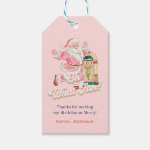 Etiquetas Para Regalos Rosa oh Qué Diversión, Retro Groovy Santa Claus Bi
