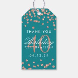 Etiquetas Para Regalos Rosa Oro Verde azulado 40 cumpleaños Gracias Confe