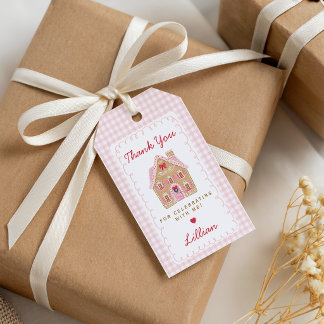 Etiquetas Para Regalos Rosa Pan de Jengibre Elegante Cumpleaños Agradecim