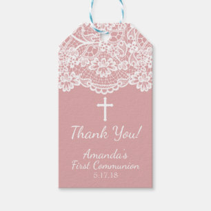 Etiquetas Para Regalos Rosa PInk Vintage Lace First Community Gift Etique
