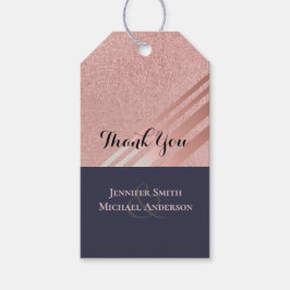 Etiquetas Para Regalos Rosa Purpurina azul de la Marina de Oro Relieve me