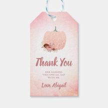 Rosa Purpurina Calabaza Chica Cumpleaños Gracias