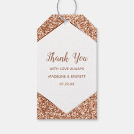 Etiquetas Para Regalos Rosa Purpurina de Oro Confetti Glamour Gracias
