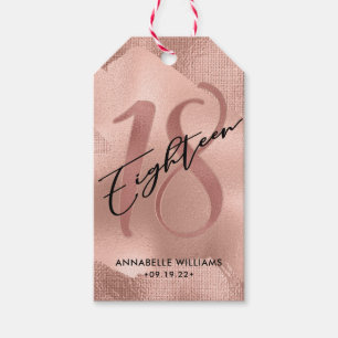Etiquetas Para Regalos Rosa Relieve metalizado Faux Gold 18th Birthday
