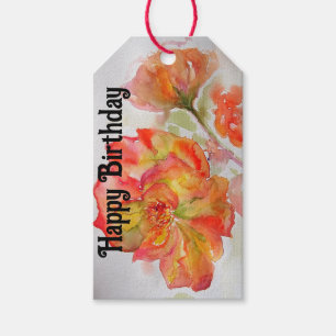 Etiquetas Para Regalos Rosa Roja Naranja Flor de Agua Cumpleaños de Mujer