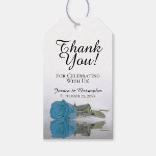 Etiquetas Para Regalos Rosa romántico azul turquesa Boda Gracias