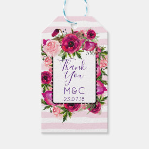 Etiquetas Para Regalos Rosa Rosa rosa y amapola Floral Boda gracias