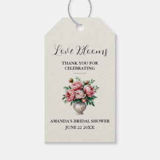 Etiquetas Para Regalos Rosa Rubor Peonía Amor Florece Favor de Boda