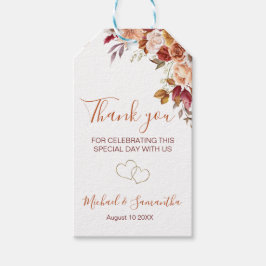 Etiquetas Para Regalos Rosa rústico y boda de caída del crisantemo
