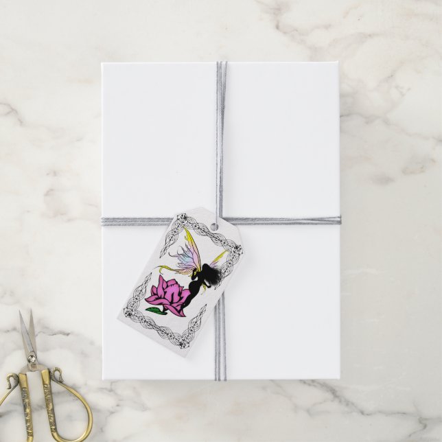 Etiquetas Para Regalos Rosa Sombra Hada (Con cuerda)