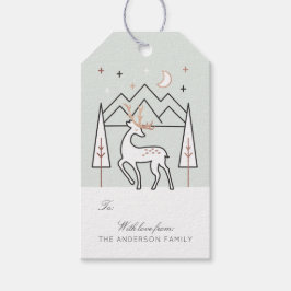 Etiquetas Para Regalos Rosa verde oro moderno reno elegante de noche