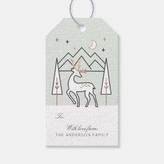 Etiquetas Para Regalos Rosa verde oro moderno reno elegante de noche