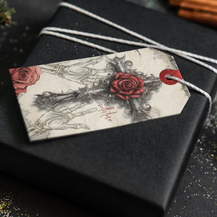 Etiquetas Para Regalos Rosa y cruz de estilo gótico victoriano