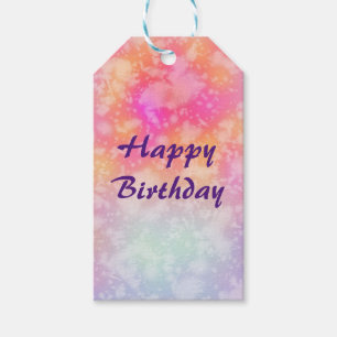 Etiquetas Para Regalos Rosa y cumpleaños de la acuarela abstracta