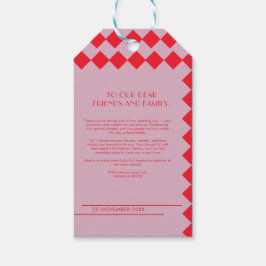 Etiquetas Para Regalos Rosa y Rojo Retro Negrita Amor y Gracias Boda