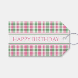 Etiquetas Para Regalos Rosa y Verde Escocés Personalizado Elegante