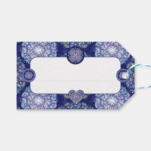 Etiquetas Para Regalos Rosario azul (Frente (Horizontal))