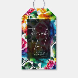 Etiquetas Para Regalos Rosas Arcoíris Negras y Blancas Boda Floral Vibran