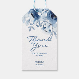 Etiquetas Para Regalos Rosas azules modernos vegetación floral 60 cumplea