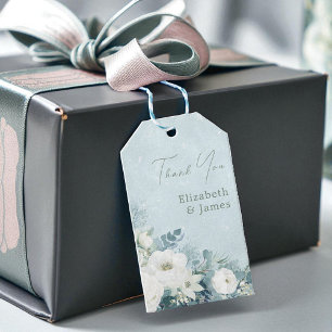 Etiquetas Para Regalos Rosas Blancas Hellebores Eucalipto Plateado Boda