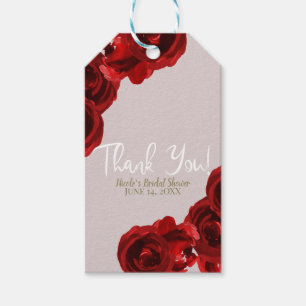 Etiquetas Para Regalos Rosas de acuarela rojas con rubor taupe boda moder