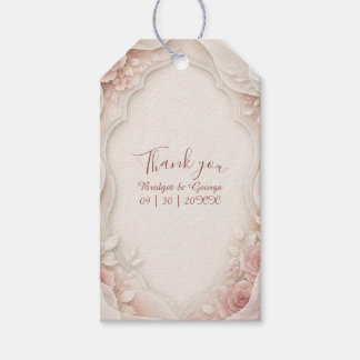 Etiquetas Para Regalos Rosas de Vellum Elegantes para Bodas con Florales