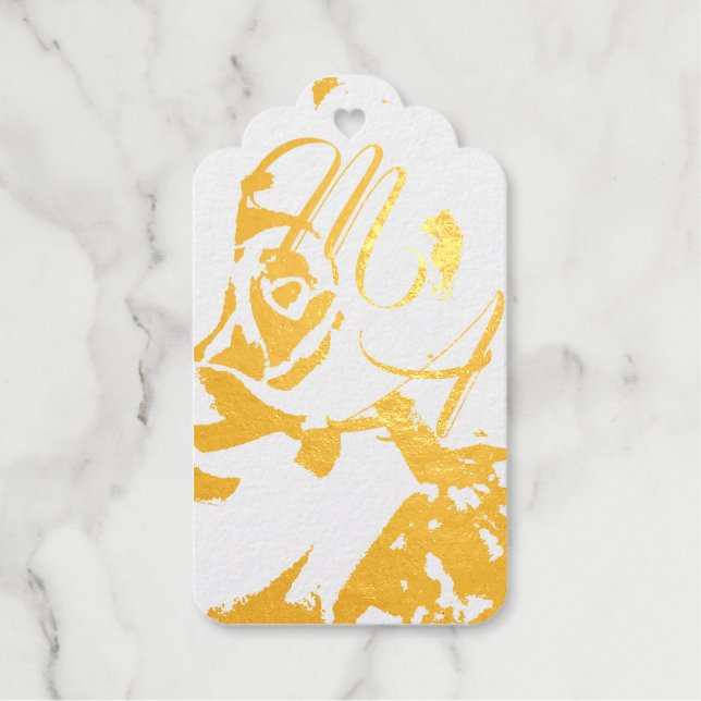 Etiquetas Para Regalos Rosas Elegantes Monogramadas (Anverso)