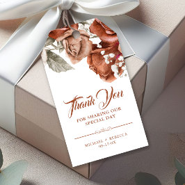 Etiquetas Para Regalos Rosas Naranjas quemados Boda Floral de Terracotta