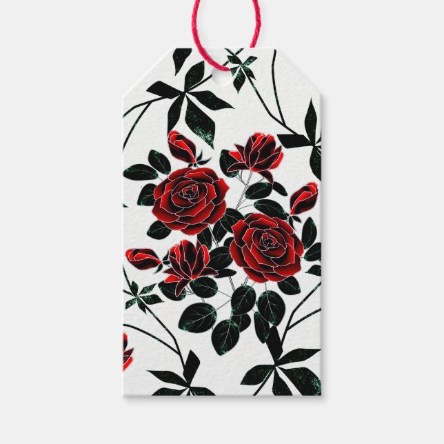Etiquetas Para Regalos Rosas rojas. (Anverso)
