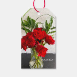 Etiquetas Para Regalos Rosas rojas pintadas sobre fondo blanco y negro