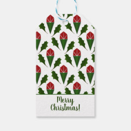 Etiquetas Para Regalos Rosas rojas vibrantes personalizadas, arte feriado