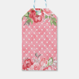 Etiquetas Para Regalos Rosas rosadas y rojas elegantes sobre fondo rosa c