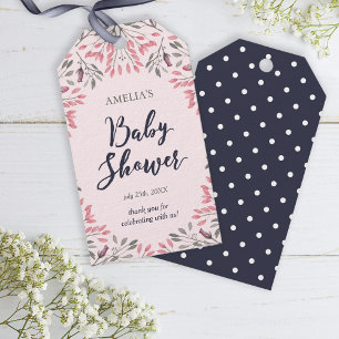 Etiquetas Para Regalos Rosas rosados elegantes Baby Shower floral