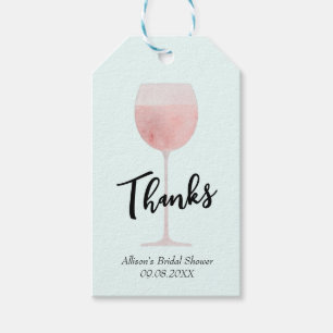 Etiquetas Para Regalos Rosé Wine Glass Bridal Shower Gracias Por Favor