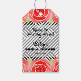 Etiquetas Para Regalos Roses rojos en franjas derby Ducha de novia