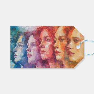 Etiquetas Para Regalos Rostros de las mujeres - Pintura de acuarela