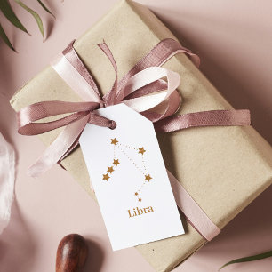 Etiquetas Para Regalos Rótulo Zodiac moderno Libra de oro Aire de eleme