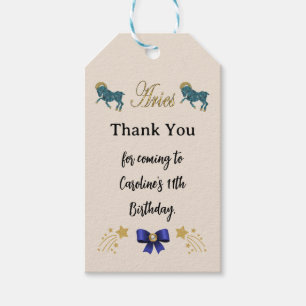Etiquetas Para Regalos Rótulo Zodiac pintado Purpurina de oro Aries Cumpl