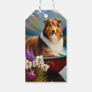 Etiquetas Para Regalos Rough Collie en una Cancha de Remo: Una Aventura E
