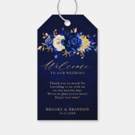 Etiquetas Para Regalos Royal Blue Yellow Gold Floral Boda bienvenida Gif