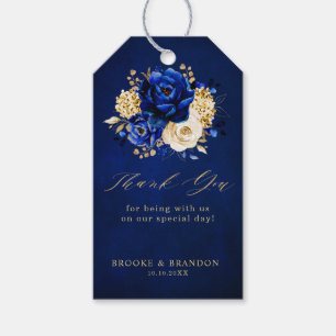 Etiquetas Para Regalos Royal Blue Yellow Gold Metallal Floral Boda Gif