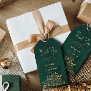 Etiquetas Para Regalos Royal Esmeralda Verde Oro Floral Boda Agradecimien