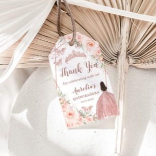 Etiquetas Para Regalos Rubor Floral Rosa Gold Quinceanera Gracias