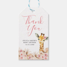 Etiquetas Para Regalos Rubor Pink Boho Giraffe Baby Shower Gracias Etique