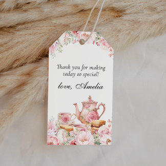 Etiquetas Para Regalos Rubor Pink Floral Tea Fiesta Gracias