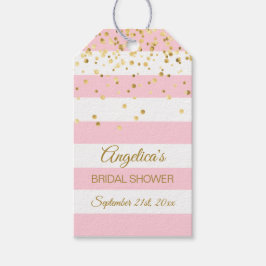 Etiquetas Para Regalos Rubor Pink White Stripes Gold BRIDAL Shower