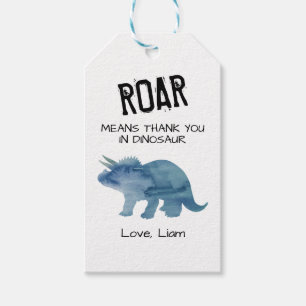Etiquetas Para Regalos Rugido Significa Gracias en Dinosaurio